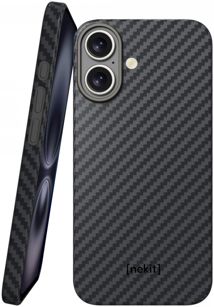 Θήκη Apple iPhone 16 - Nekit Fiber Σκληρή με MagSafe Aramid Fiber - 1mm - 1500D Kevlar - Black