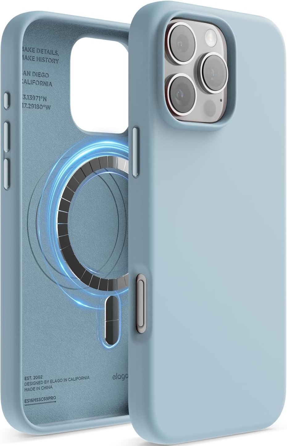 Θήκη Apple iPhone 16 Pro Max - Elago Magnetic Silicone Case Premium Σιλικόνης με MagSafe - Sky Blue