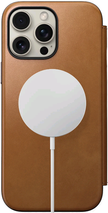 Θήκη Apple iPhone 16 Pro Max - Nomad Modern Leather Folio Δερμάτινο Πορτοφόλι με MagSafe - English Tan