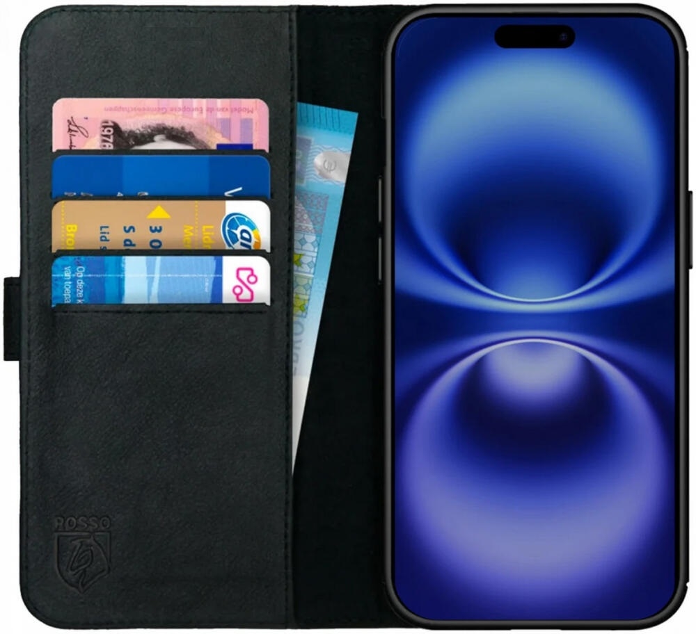 Θήκη Apple iPhone 16 Pro Max - Rosso Deluxe Δερμάτινη Πορτοφόλι - Black