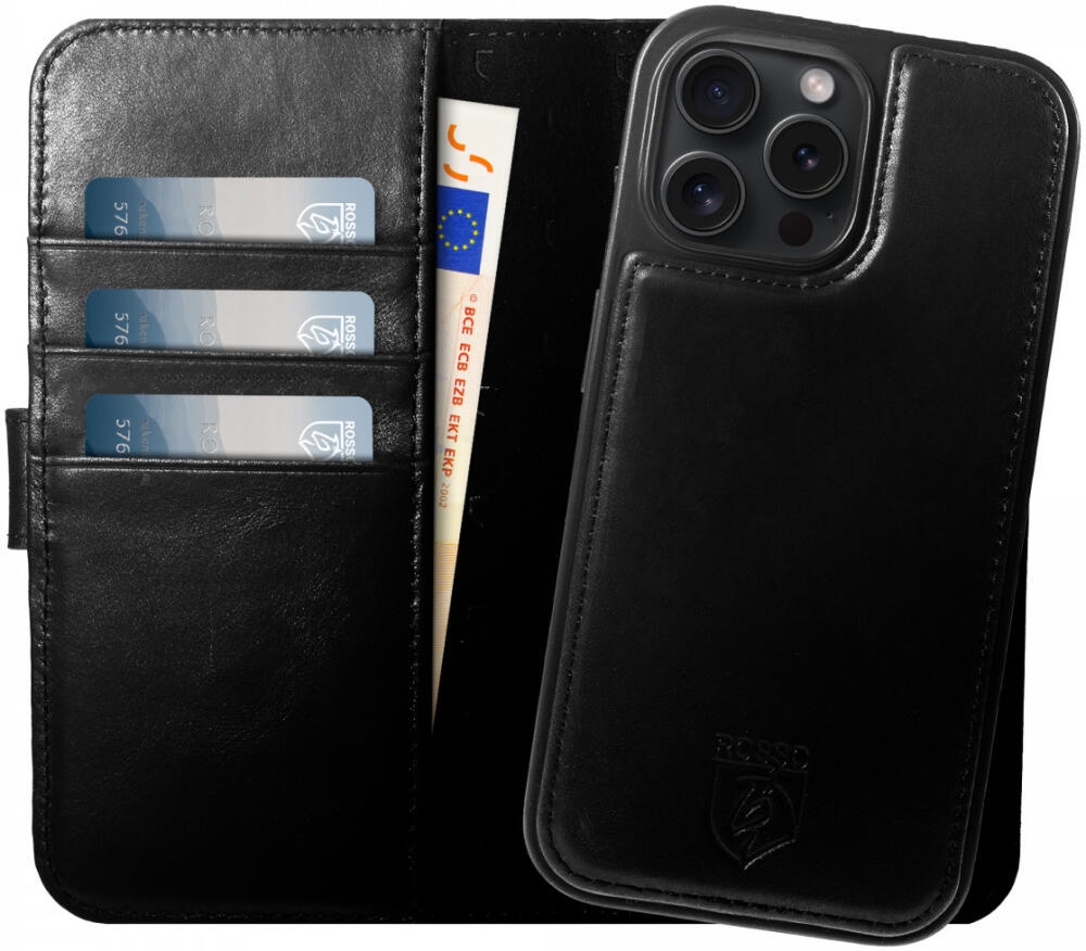 Θήκη Apple iPhone 16 Pro Max - Rosso Elite Δερμάτινο Πορτοφόλι με MagSafe - Black