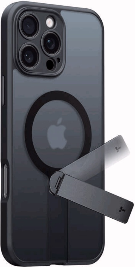 Θήκη Apple iPhone 16 Pro Max - Torras Pstand Spin Case Ημιδιάφανη Ανθεκτική με MagSafe & KickStand - Black