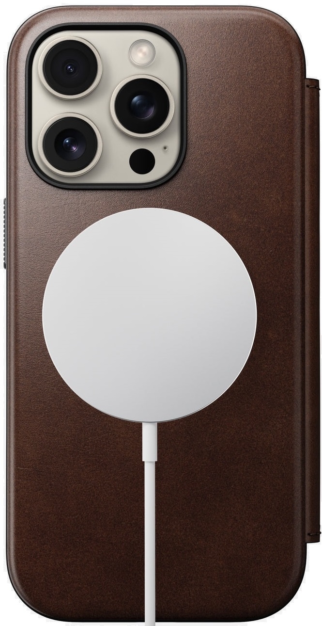 Θήκη Apple iPhone 16 Pro - Nomad Modern Leather Folio Horween Δερμάτινο Πορτοφόλι με MagSafe - Rustic Brown