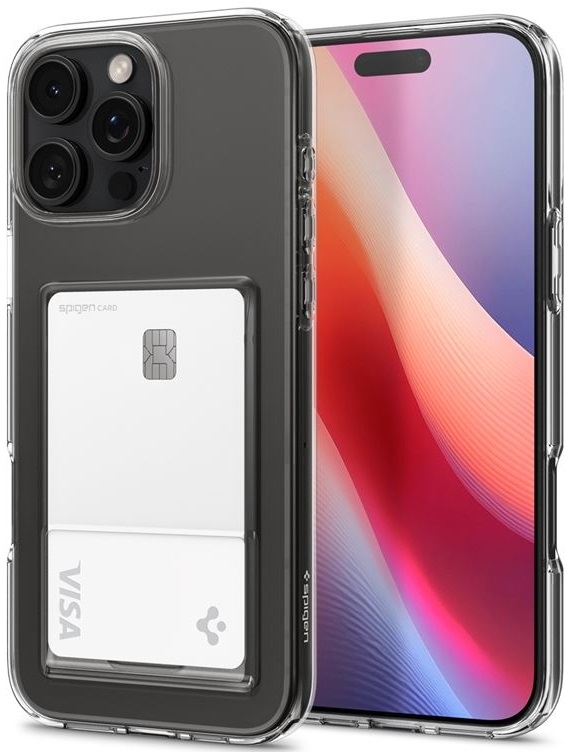 Θήκη Apple iPhone 16 Pro - Spigen Crystal Slot Σιλικόνης με Υποδοχή για Κάρτα - Crystal Clear