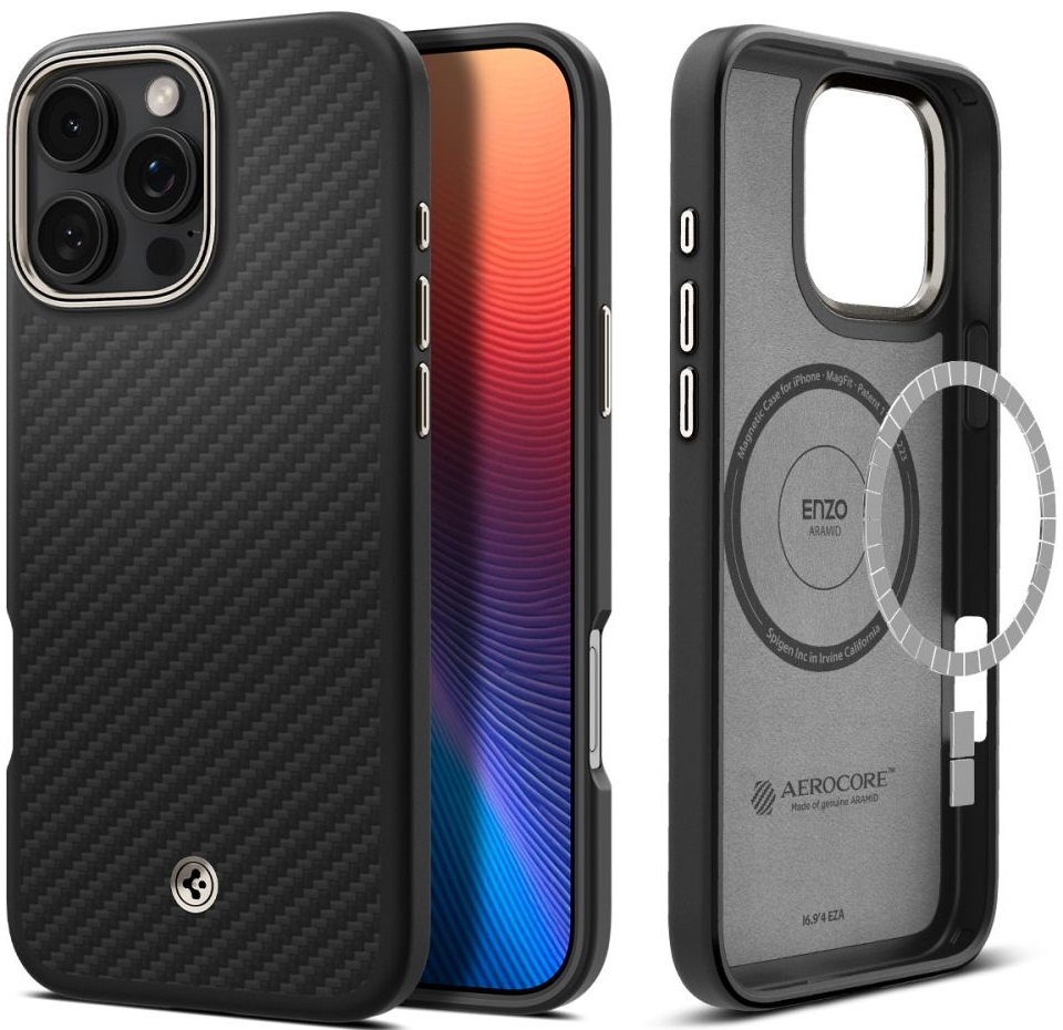 Θήκη Apple iPhone 16 Pro - Spigen Enzo Aramid MagFit Σκληρή με MagSafe & TPU - 1500D - 2mm - Black / Natural