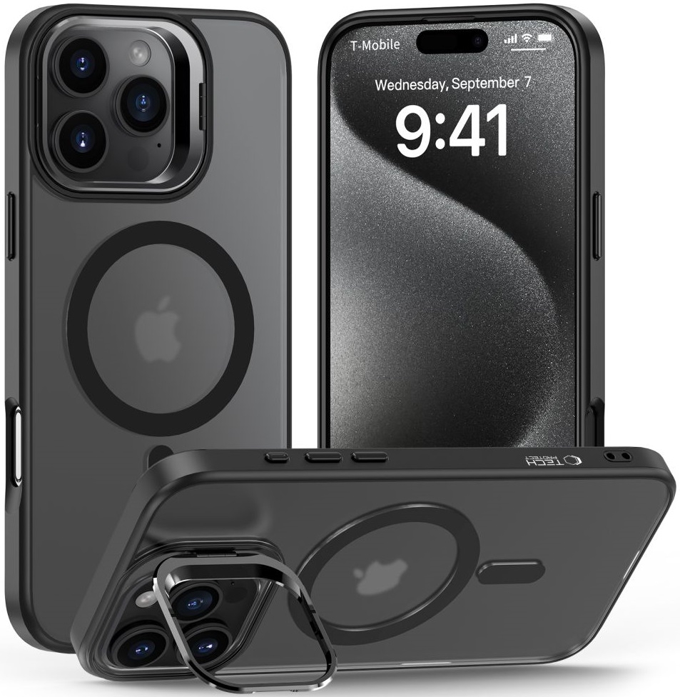 Θήκη Apple iPhone 16 Pro - Tech-Protect MagStand Σκληρή Ημιδιάφανη με MagSafe & KickStand - Matte Black