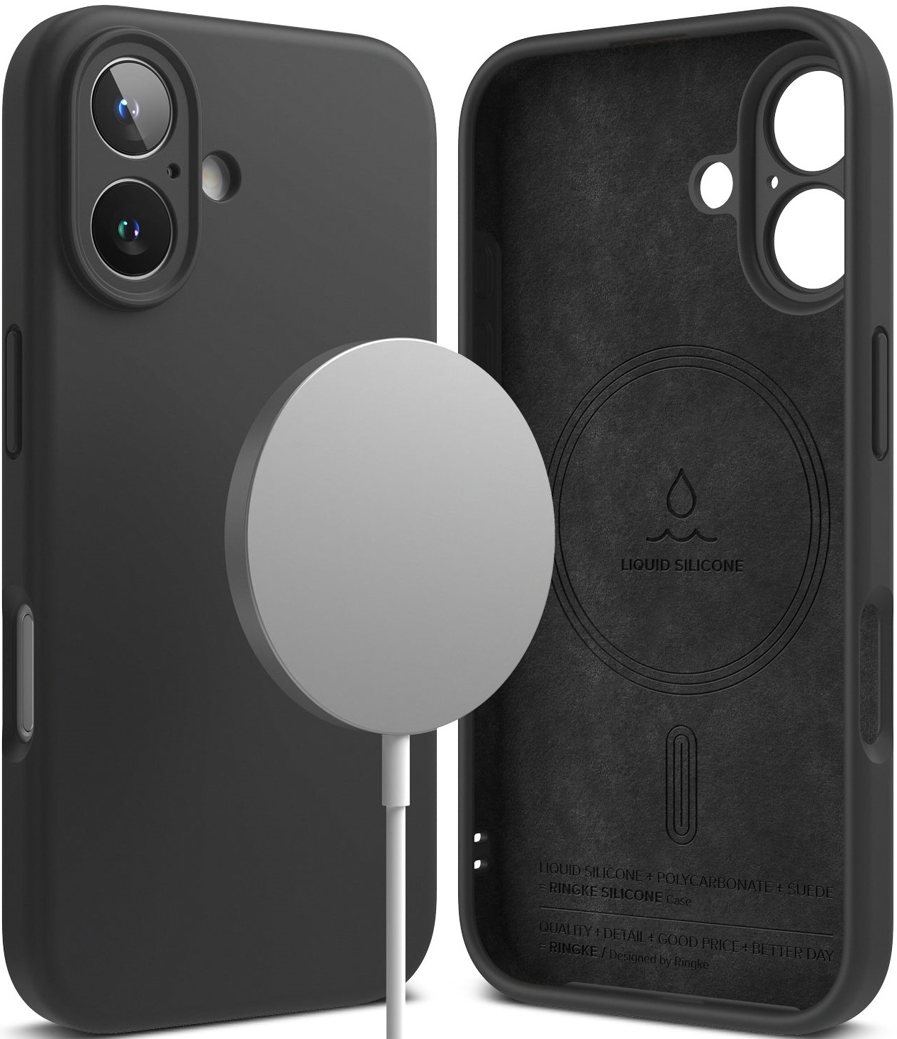 Θήκη Apple iPhone 16 - Ringke Silicone Magnetic Ανθεκτική Σιλικόνης με MagSafe - Black 