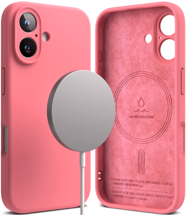 Θήκη Apple iPhone 16 - Ringke Silicone Magnetic Ανθεκτική Σιλικόνης με MagSafe - Pink 