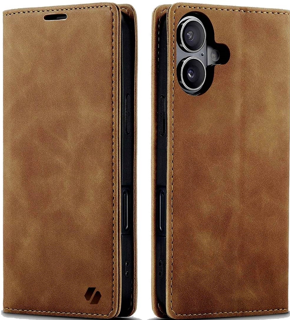 Θήκη Apple iPhone 16 - Spacecase Wallet Πορτοφόλι - Light Brown