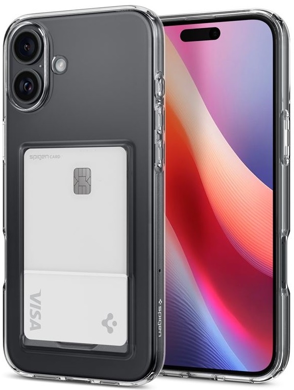 Θήκη Apple iPhone 16 - Spigen Crystal Slot Σιλικόνης με Υποδοχή για Κάρτα - Crystal Clear 