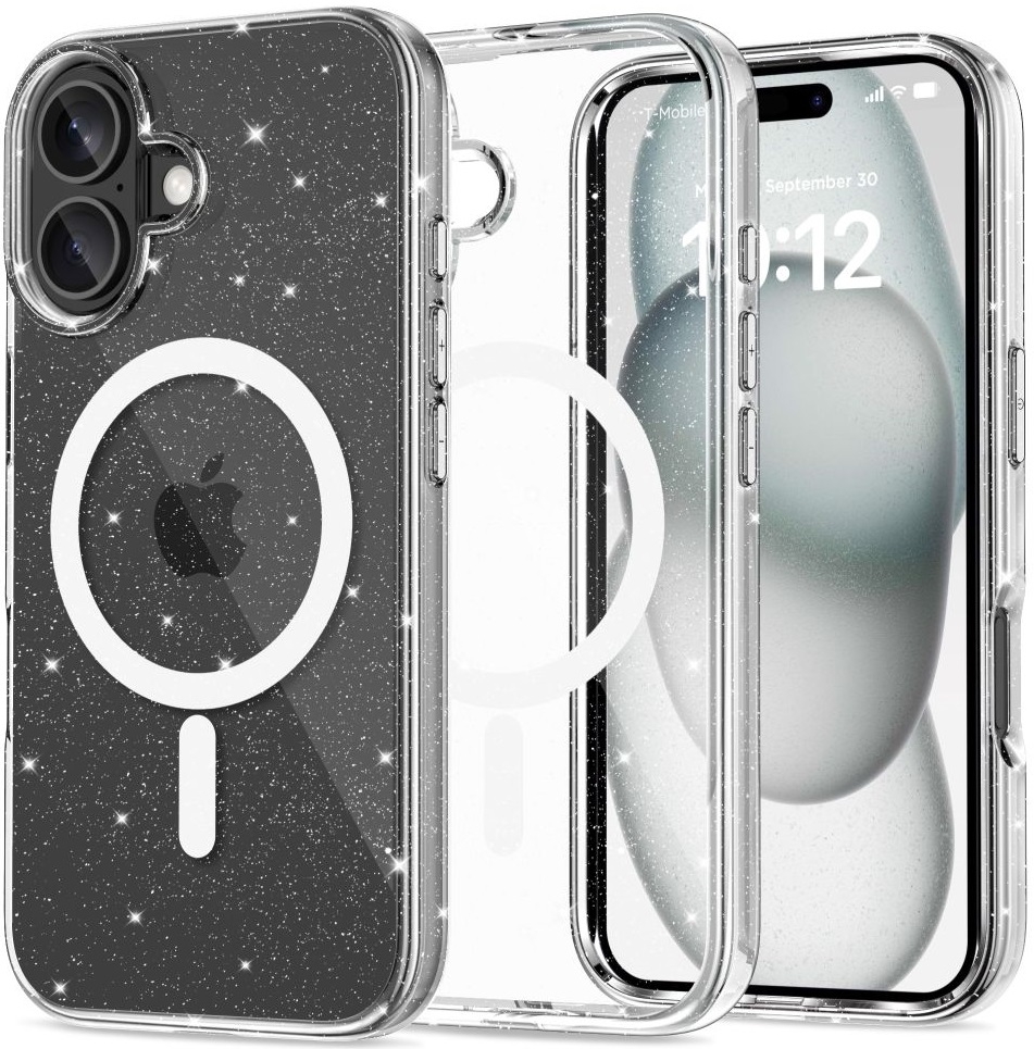 Θήκη Apple iPhone 16 - Tech-Protect FlexAir Hybrid Σκληρή Διάφανη με MagSafe - Glitter
