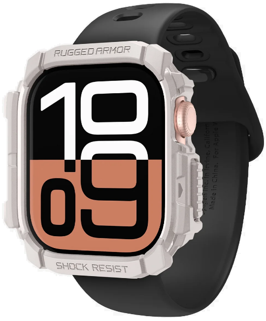 Θήκη Apple Watch 11 / 10 46mm Spigen Rugged Armor Ανθεκτική Σιλικόνης Dune Beige