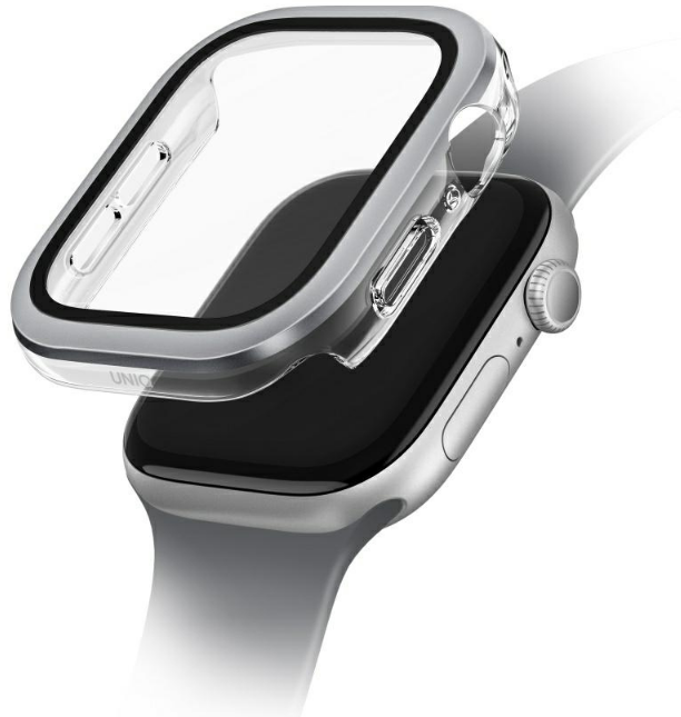 Θήκη Apple Watch 11 / 10 42mm Uniq Voute με Tempered Glass Silver