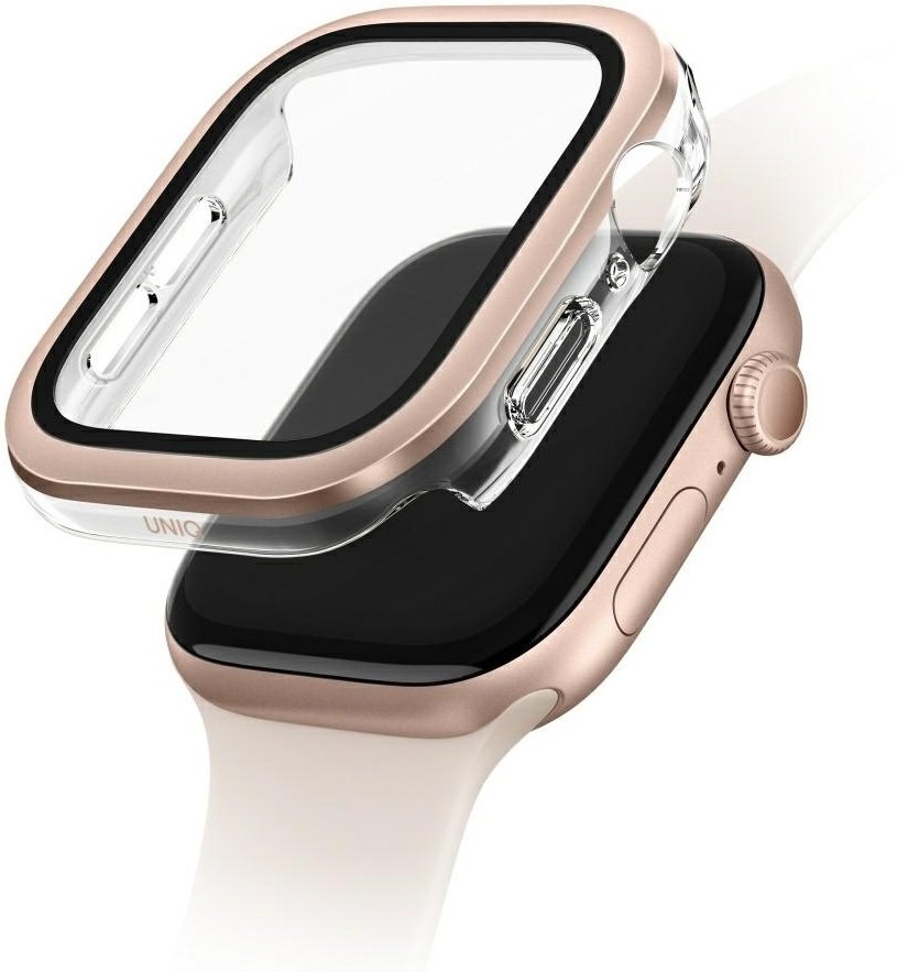 Θήκη Apple Watch 11 / 10 46mm Uniq Voute με Tempered Glass Rose Gold
