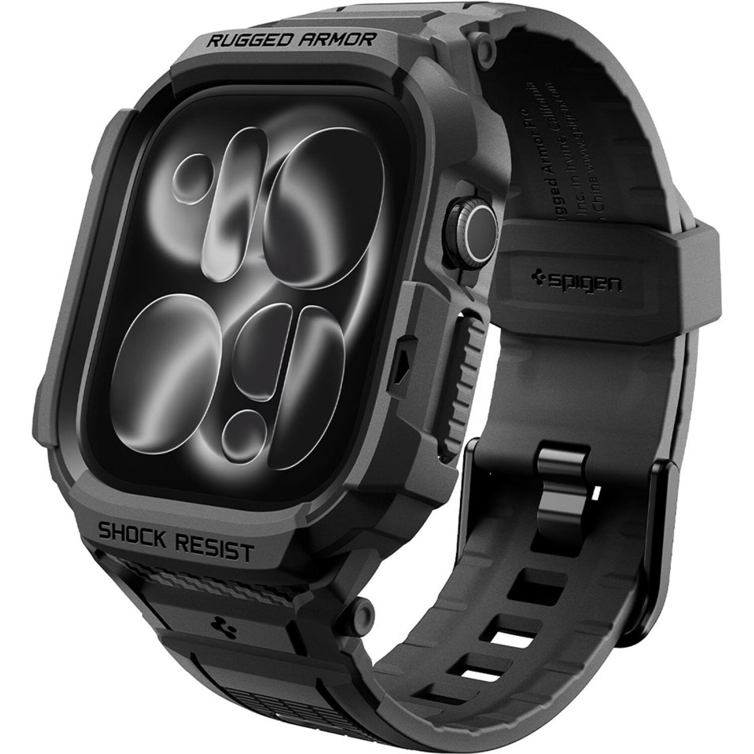 Θήκη Apple Watch 12 42mm Spigen Rugged Armor Pro Unibody Σιλικόνης Matte Black