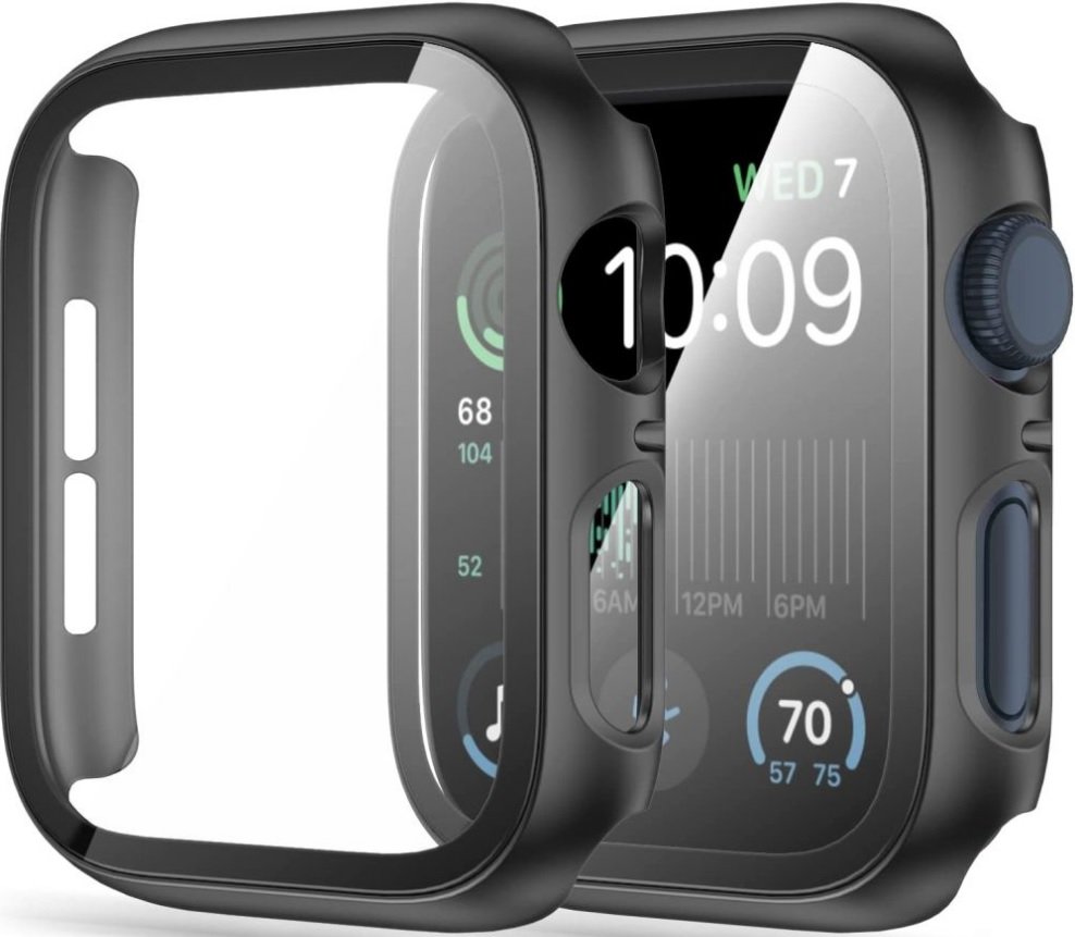 Θήκη Apple Watch SE / 6 / 5 / 4 (44mm) Rosso με Tempered Glass Black