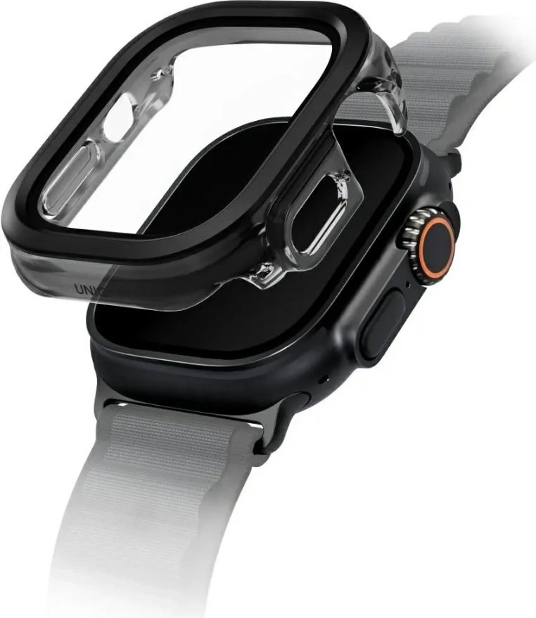 Θήκη Apple Watch Ultra 3 / Ultra 2 / Ultra 1 49mm Uniq Voute με Tempered Glass Jet Black