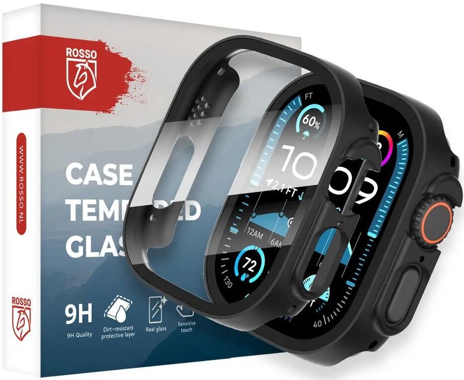 Θήκη Apple Watch Ultra 3 / Ultra 2 / Ultra 1 49mm Rosso με Tempered Glass Black