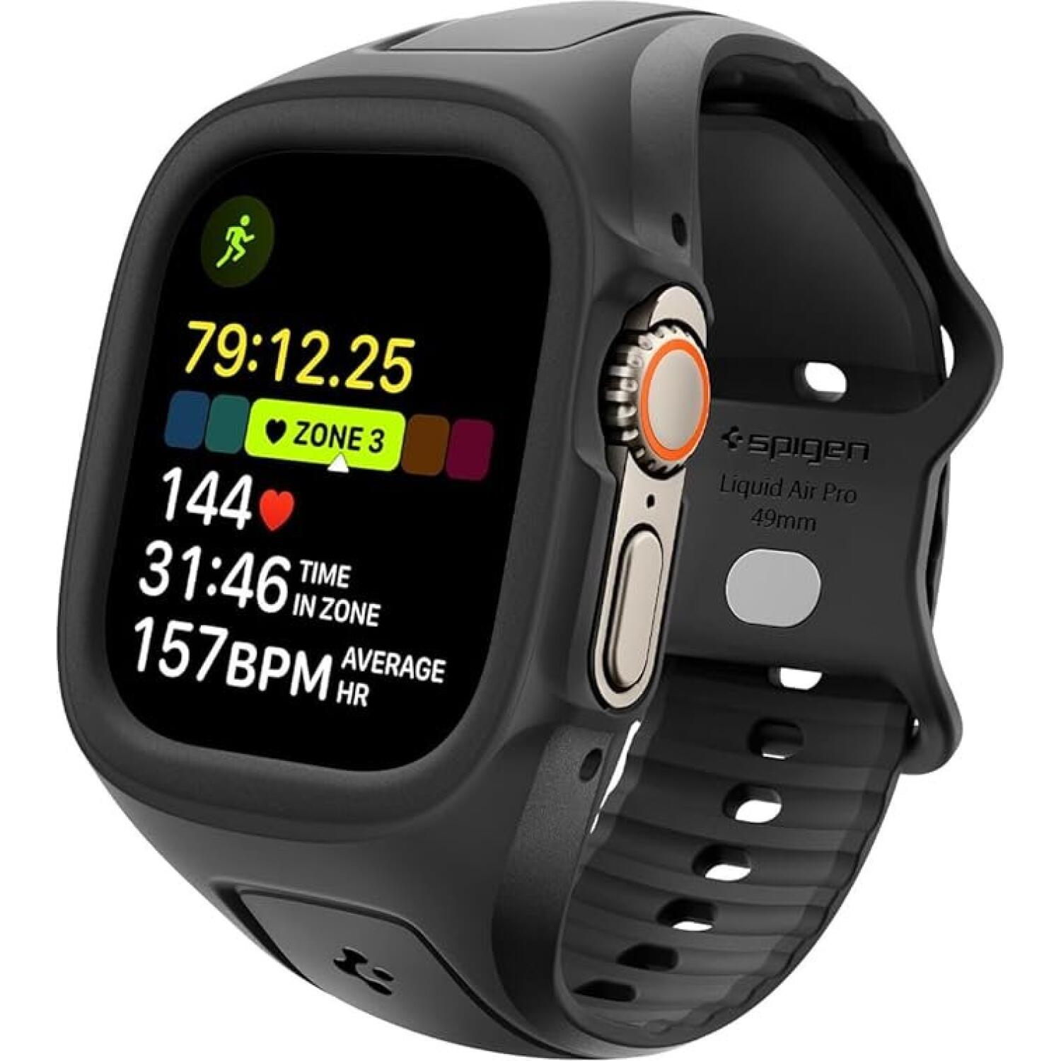 thiki-apple-watch-ultra-3-ultra-2-ultra-1-49mm-spigen-liquid-air-pro-unibody-silikonis-black