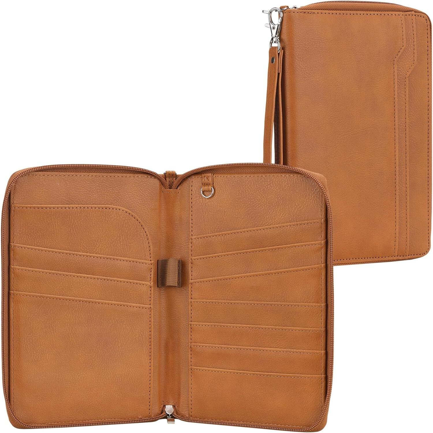 Θήκη Διαβατηρίου Navaris Passport Holder Αντικλεπτικό Ταξιδιωτικό Πορτοφόλι με RFID & Λουράκι Brown