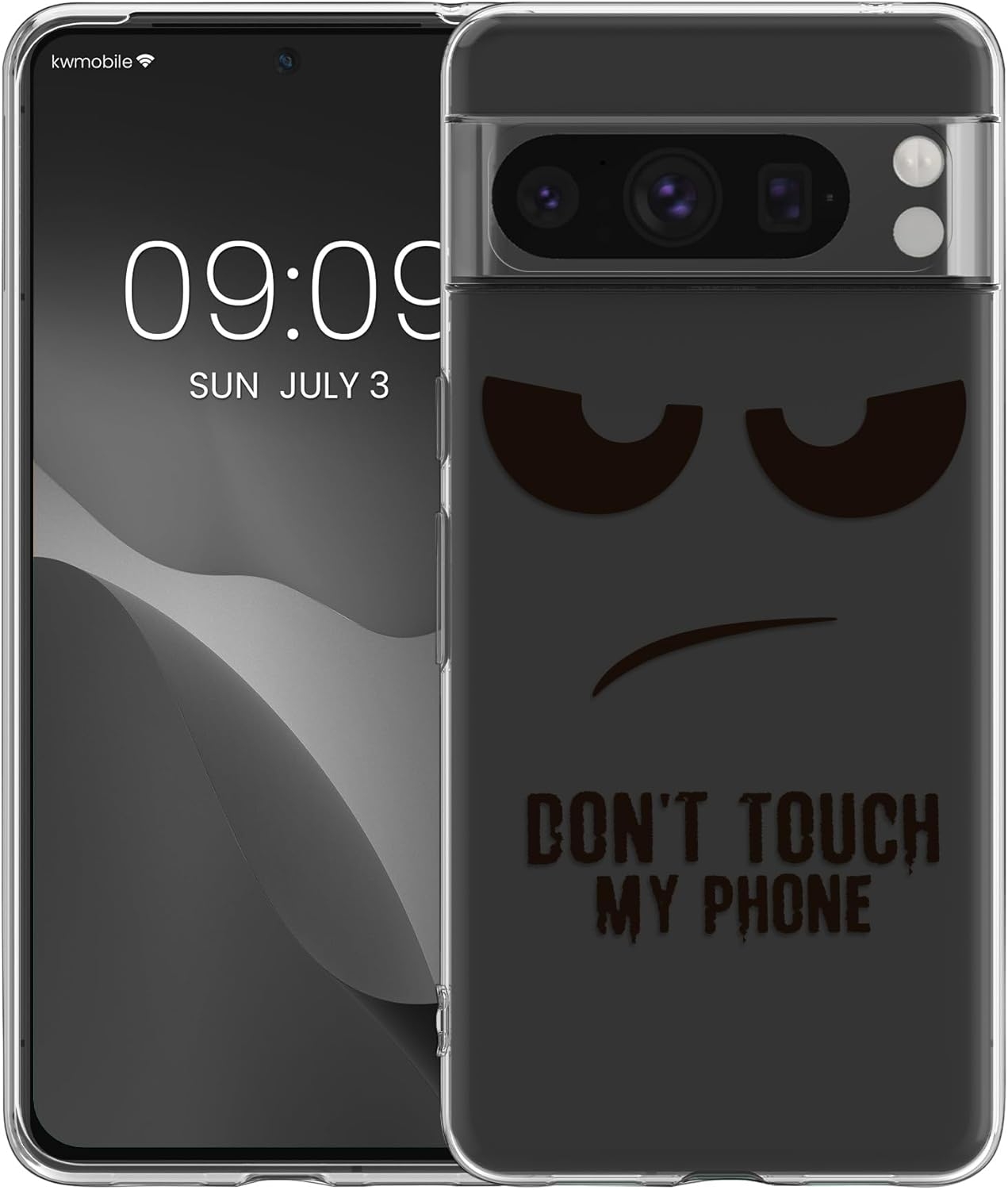 Θήκη Google Pixel 8 Pro - KWmobile TPU Case Σιλικόνης - Don't Touch My Phone / Transparent / Black