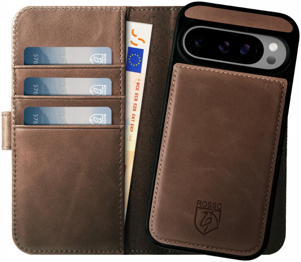 Θήκη Google Pixel 9 / 9 Pro Rosso Elite Δερμάτινο Πορτοφόλι με MagSafe Brown