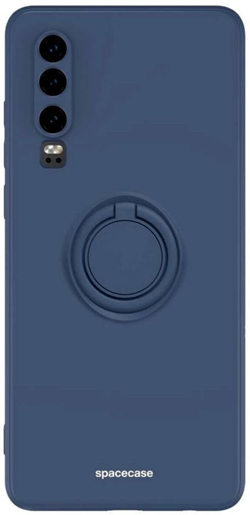 Θήκη Huawei P30 - Spacecase Silicone Ring Σιλικόνης με Μεταλλικό Μαγνητικό Ring Holder - Blue