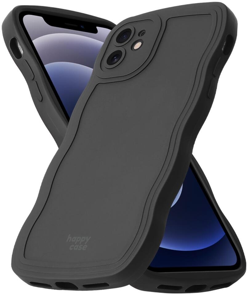 Θήκη iPhone 12 HappyCase Wavy Σιλικόνης Black