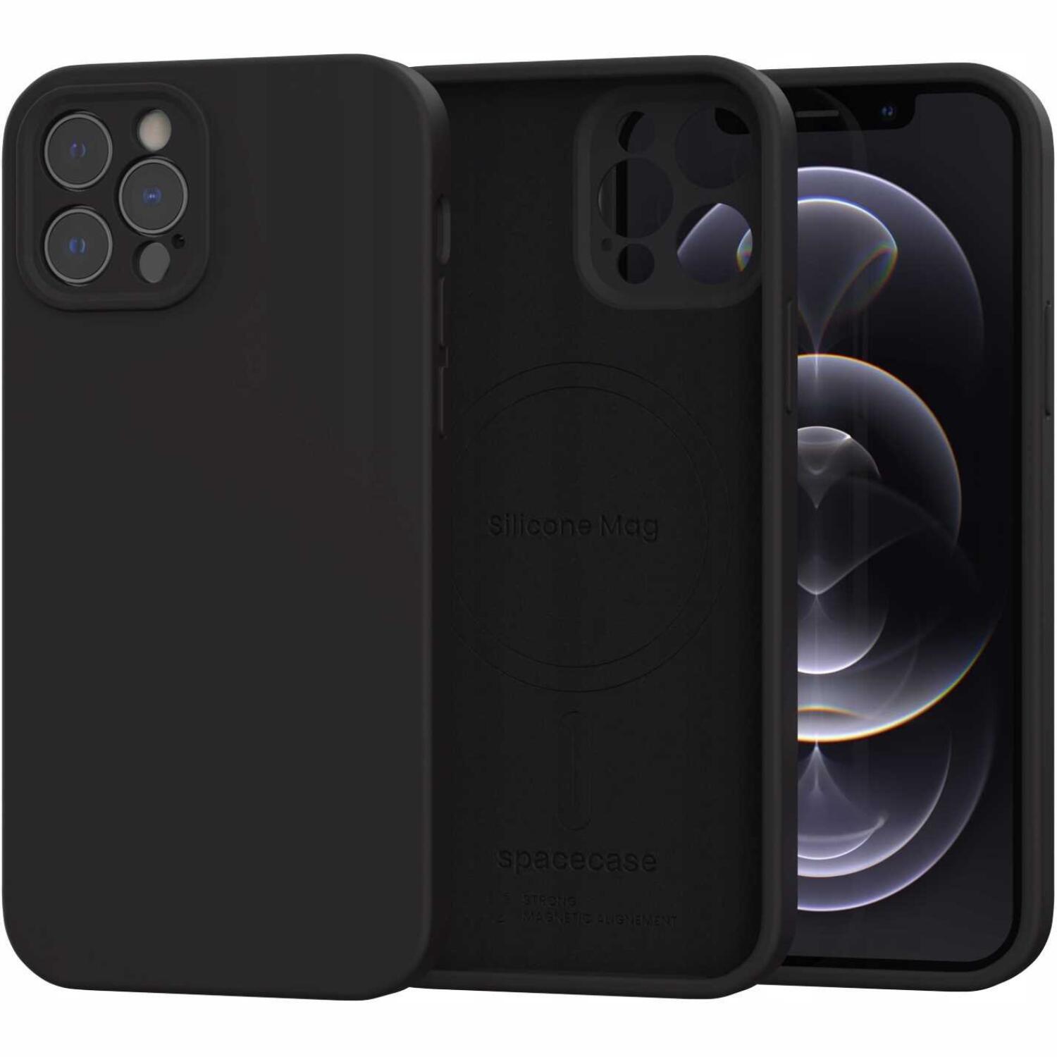 Θήκη iPhone 12 Pro Spacecase Silicone Mag Case Σιλικόνης με MagSafe Black