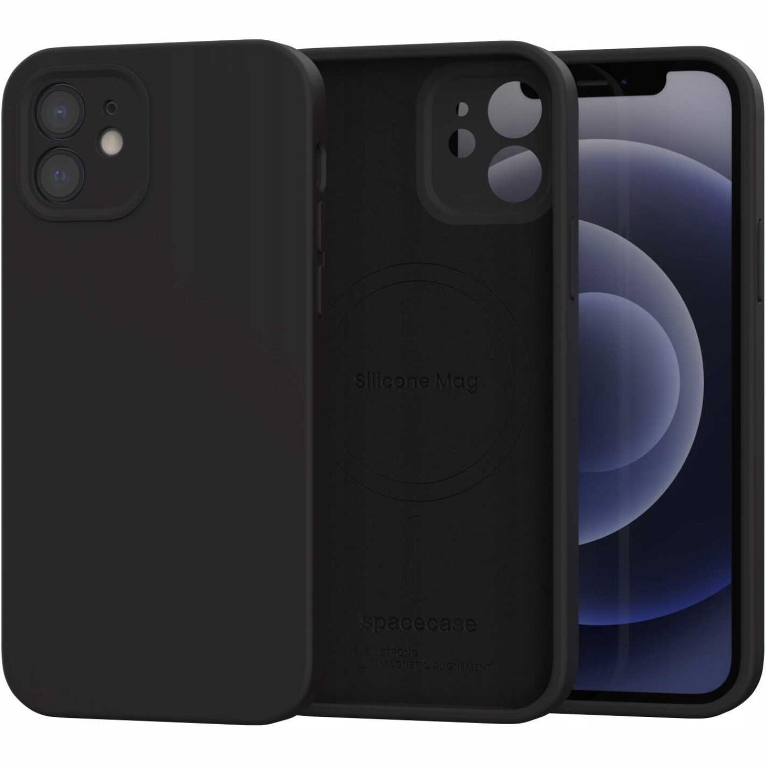 Θήκη iPhone 12 Spacecase Silicone Mag Case Σιλικόνης με MagSafe Black
