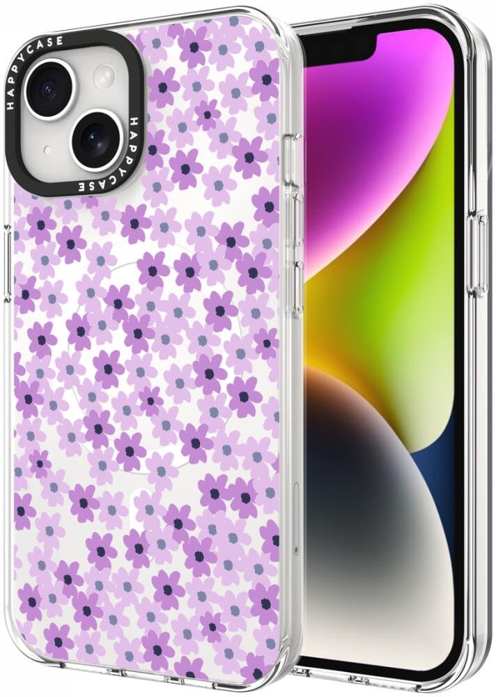 Θήκη iPhone 14 / 13 HappyCase Joy Διάφανη Σκληρή με MagSafe Purple Floral