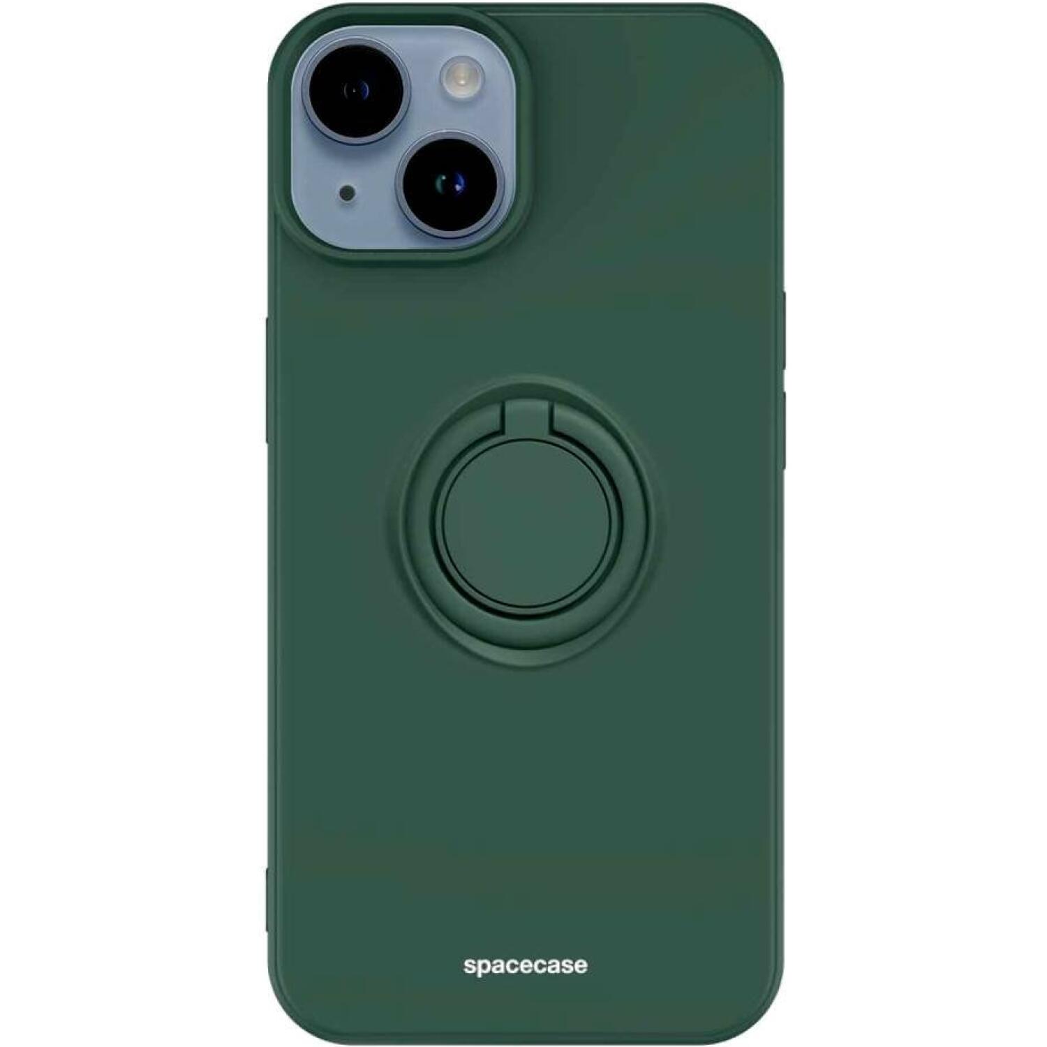 Θήκη iPhone 14 Spacecase Silicone Ring Σιλικόνης με Μεταλλικό Μαγνητικό Ring Holder Dark Green 