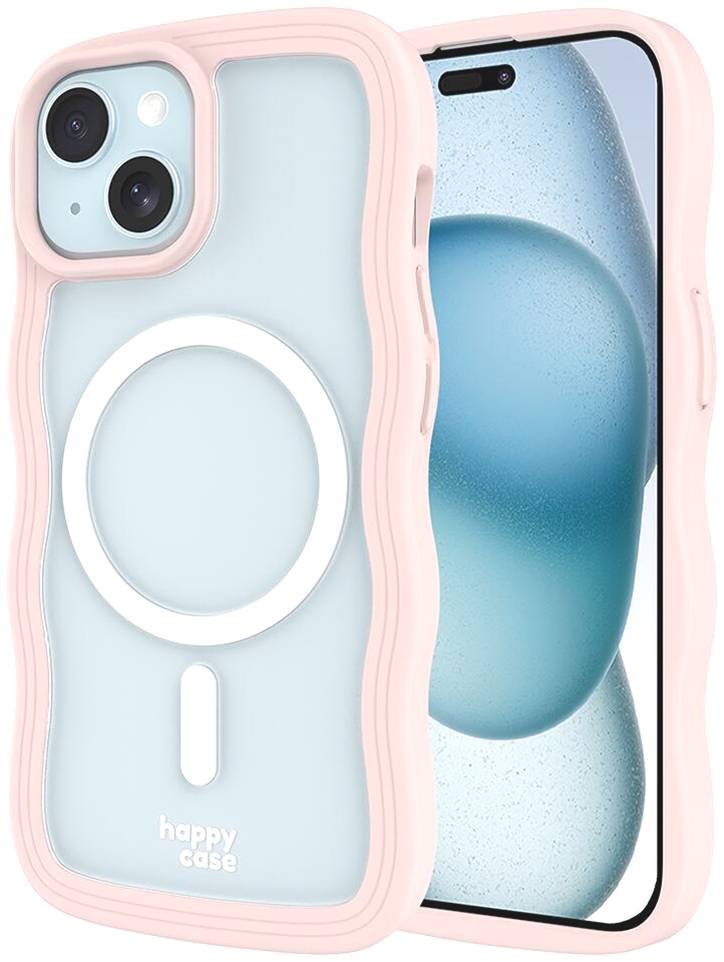 Θήκη iPhone 16e / 15 / 14 / 13 HappyCase Wavy Διάφανη Σκληρή με MagSafe & TPU Bumper Pink