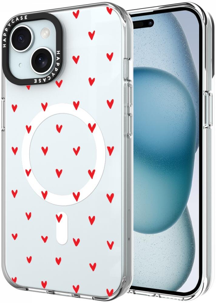 Θήκη iPhone 15 HappyCase Joy Διάφανη Σκληρή με MagSafe Love Hearts