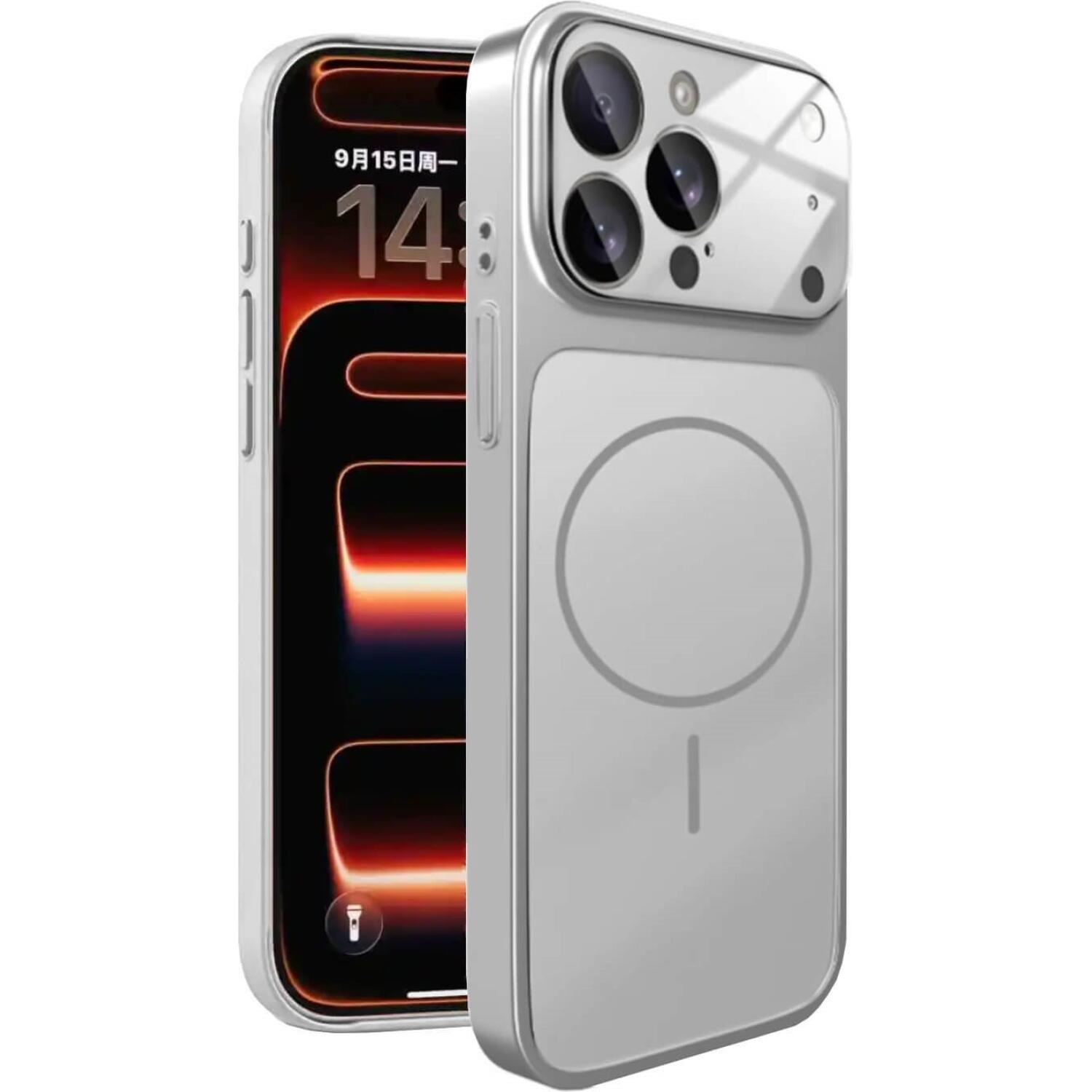 Θήκη iPhone 15 Pro Max Bodycell AG Glass Σκληρή με MagSafe & Ενσωματωμένο Tempered Glass Κάμερας Silver