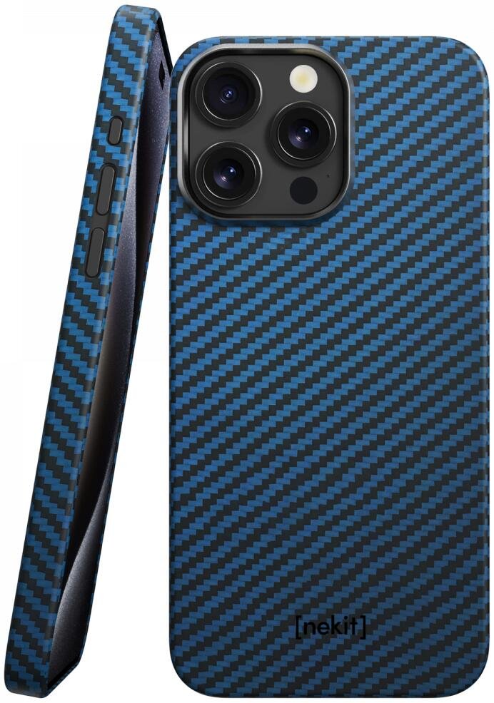 Θήκη iPhone 15 Pro Max Nekit Fiber Σκληρή με MagSafe Aramid Fiber 1mm 1500D Kevlar Blue