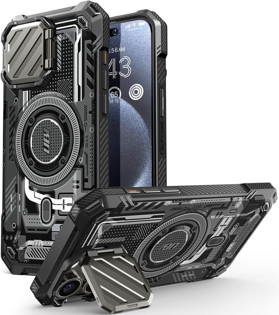 Θήκη iPhone 15 Pro Max Supcase Unicorn Beetle XT Mag Ανθεκτική MagSafe με Μεταλλικό Κάλυμμα για την Κάμερα Black Circuit 