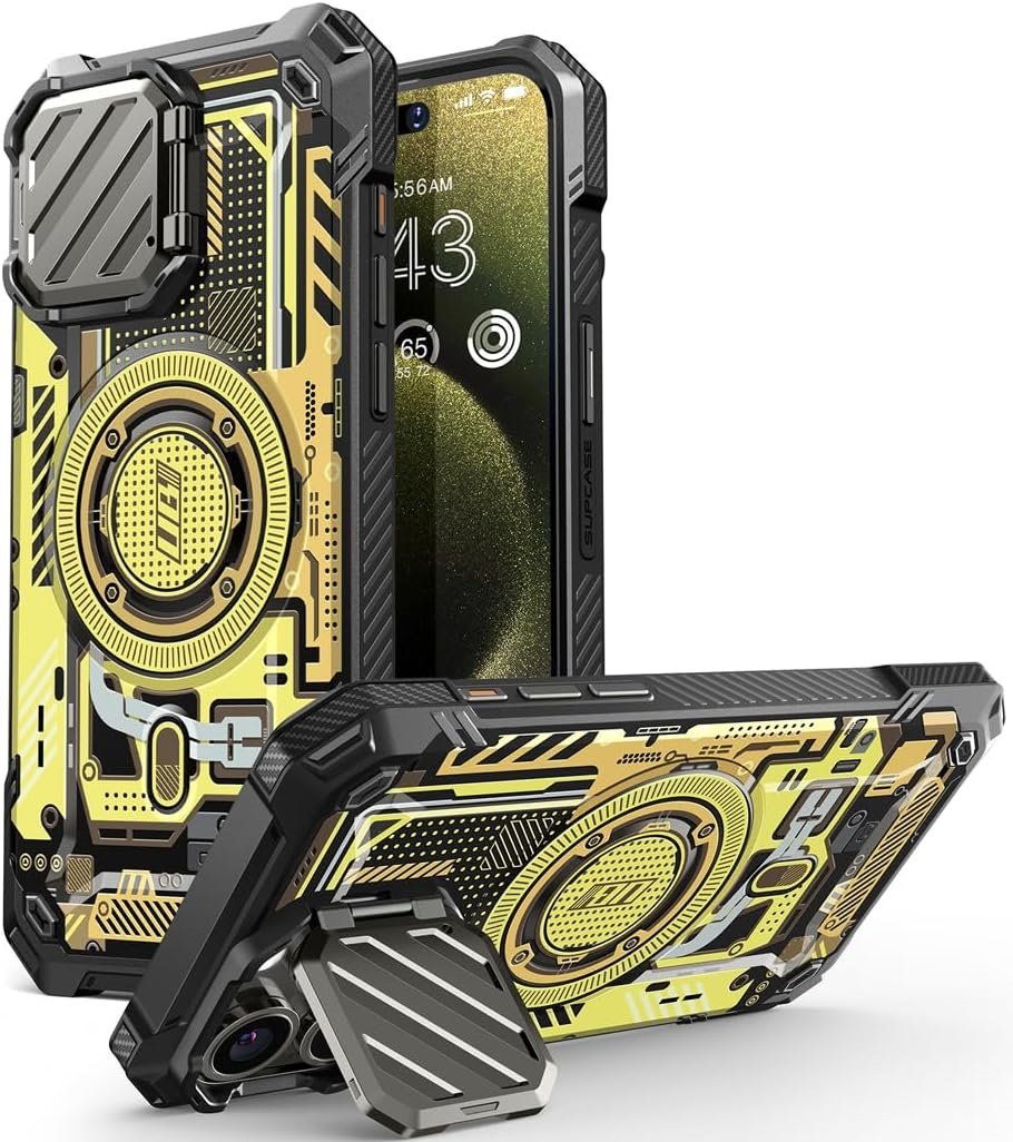Θήκη iPhone 15 Pro Max Supcase Unicorn Beetle XT Mag Ανθεκτική MagSafe με Μεταλλικό Κάλυμμα για την Κάμερα Yellow Circuit