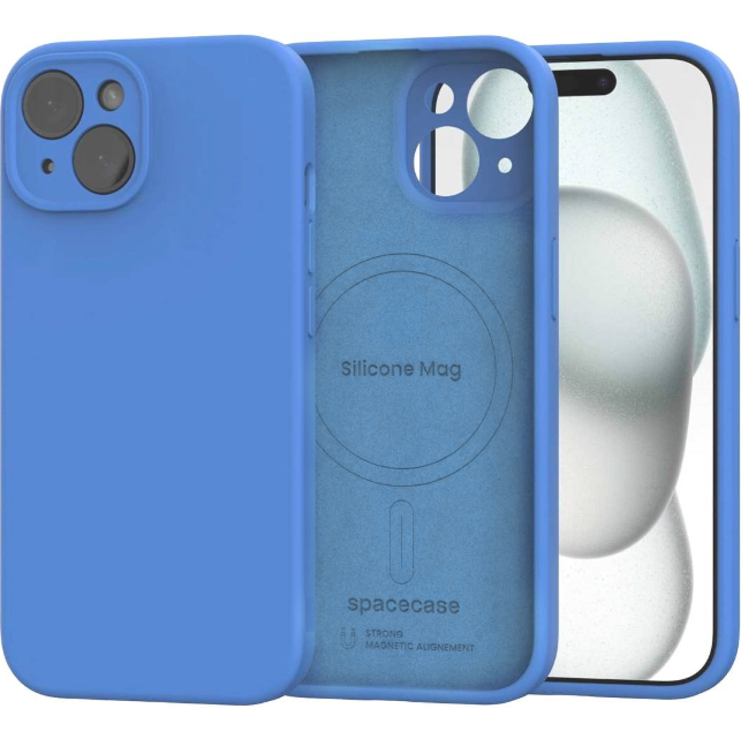 Θήκη iPhone 15 Spacecase Silicone Mag Case Σιλικόνης με MagSafe Blue