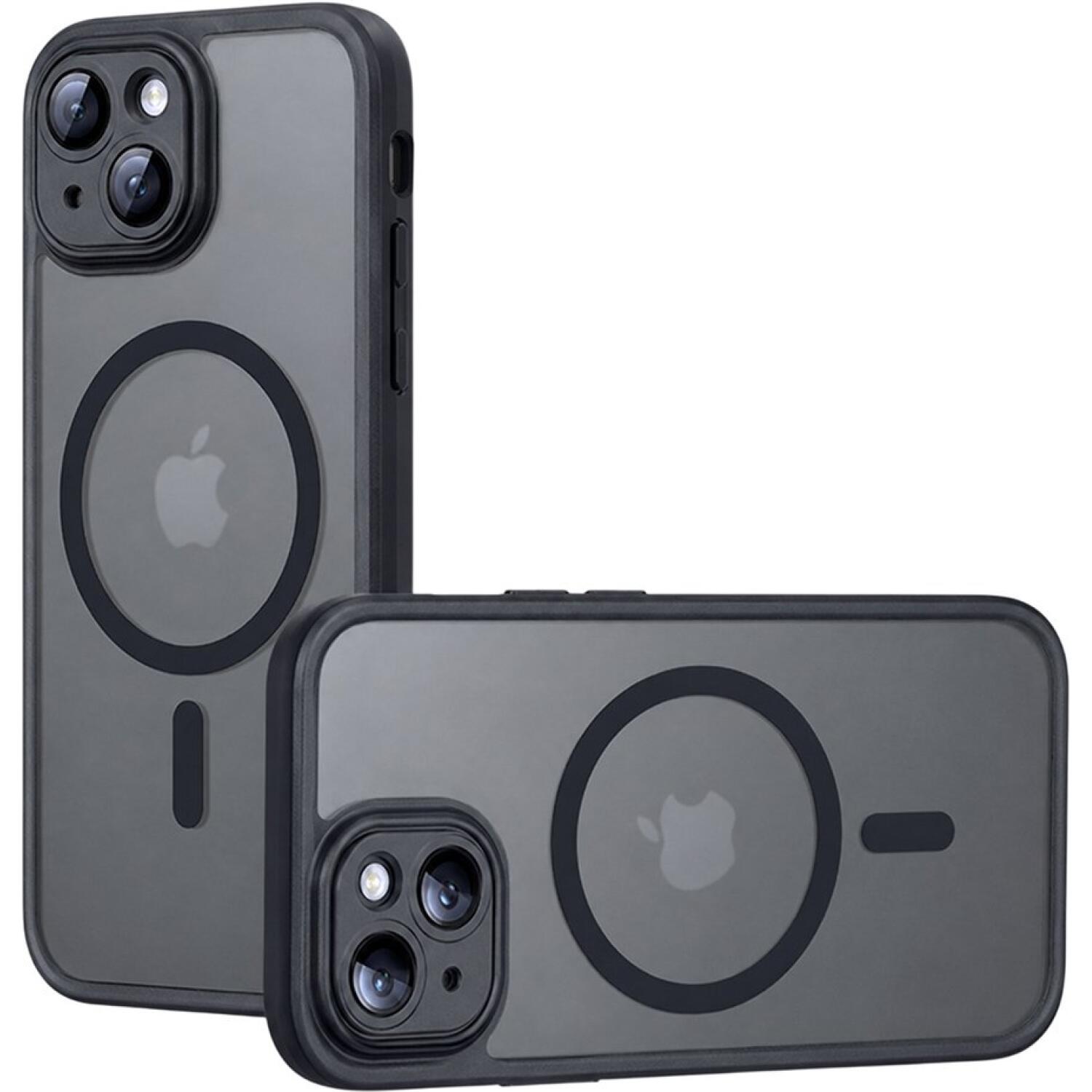 Θήκη iPhone 15 Techsuit PureFrost Σκληρή Ημιδιάφανη με MagSafe - Frosted Black (5949419321335)