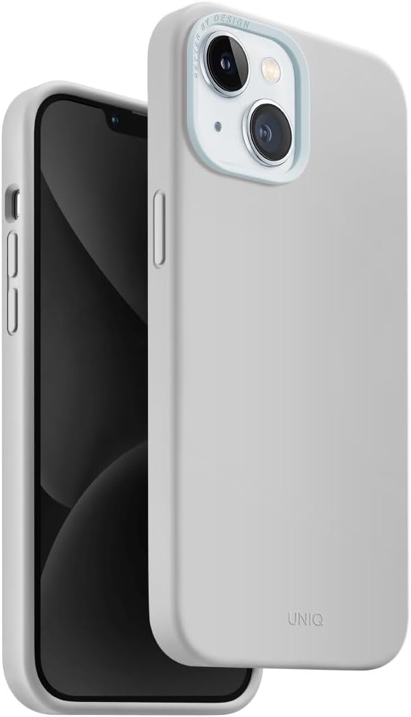 Θήκη iPhone 15 Uniq Lino Hue MagClick Ανθεκτική Σκληρή με MagSafe & 2 x Πλαίσια Κάμερας Chalk Grey 
