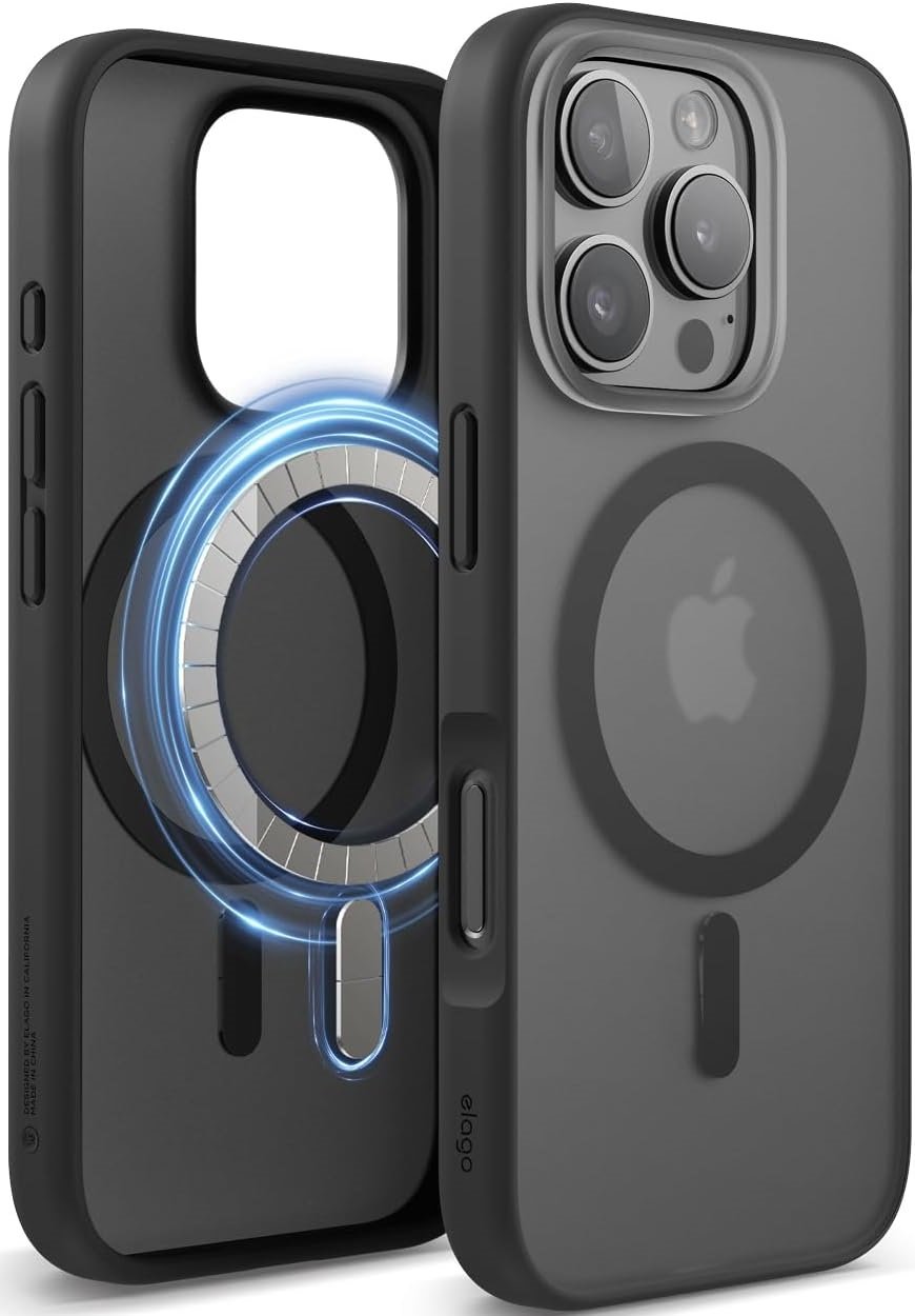 Θήκη iPhone 16 Pro Elago Magnetic Hybrid Ημιδιάφανη Σκληρή με MagSafe Soft Feeling Dark Gray / Black