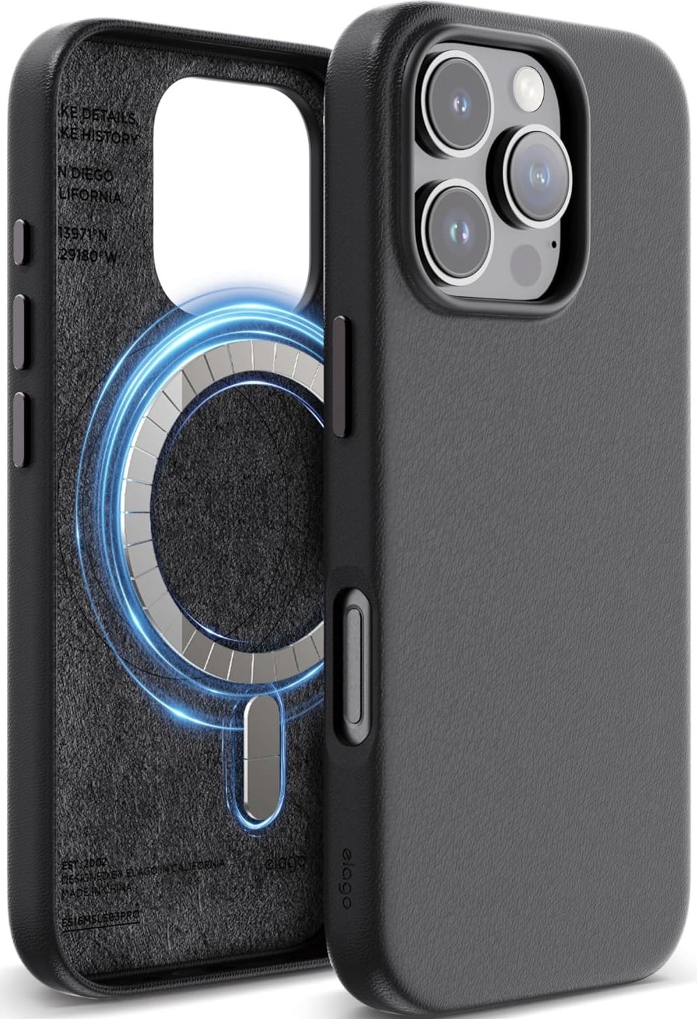 Θήκη iPhone 16 Pro Elago Magnetic Leather από Vegan Δέρμα με MagSafe Black