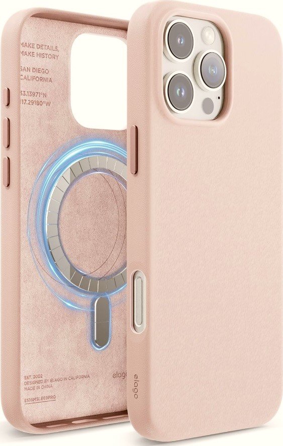 Θήκη iPhone 16 Pro Max Elago Magnetic Leather από Vegan Δέρμα με MagSafe Lovely Pink