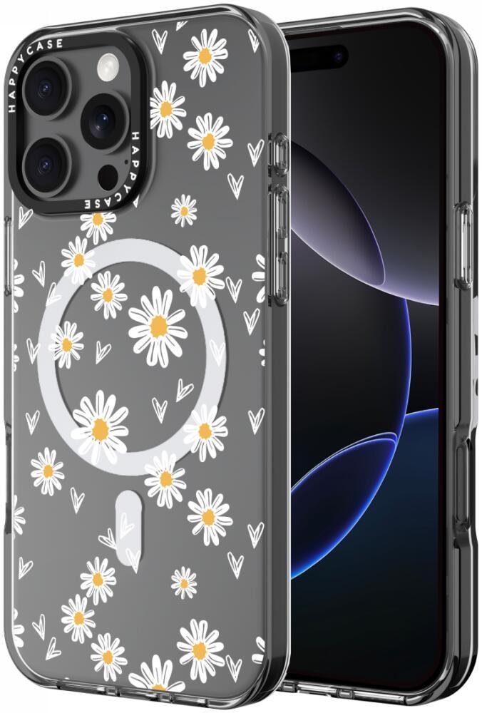 Θήκη iPhone 16 Pro Max HappyCase Joy Διάφανη Σκληρή με MagSafe Daisy Hearts