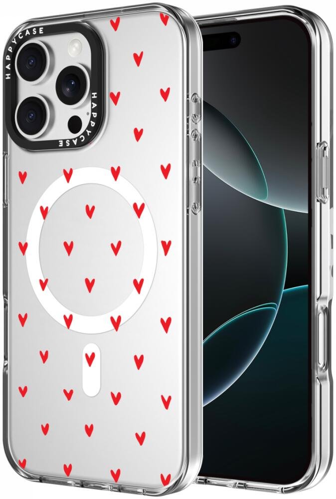Θήκη iPhone 16 Pro Max HappyCase Joy Διάφανη Σκληρή με MagSafe Love Hearts