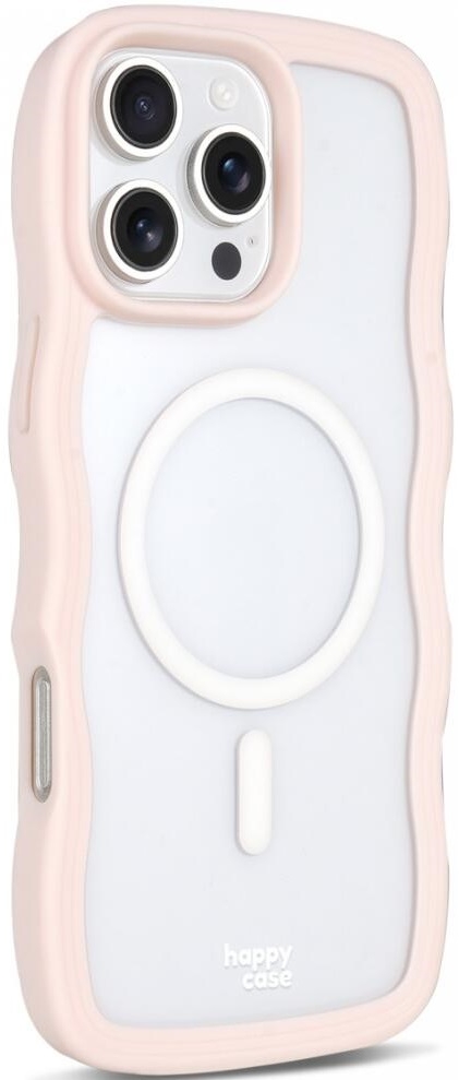 Θήκη iPhone 16 Pro Max HappyCase Wavy Διάφανη Σκληρή με MagSafe & TPU Bumper Pink