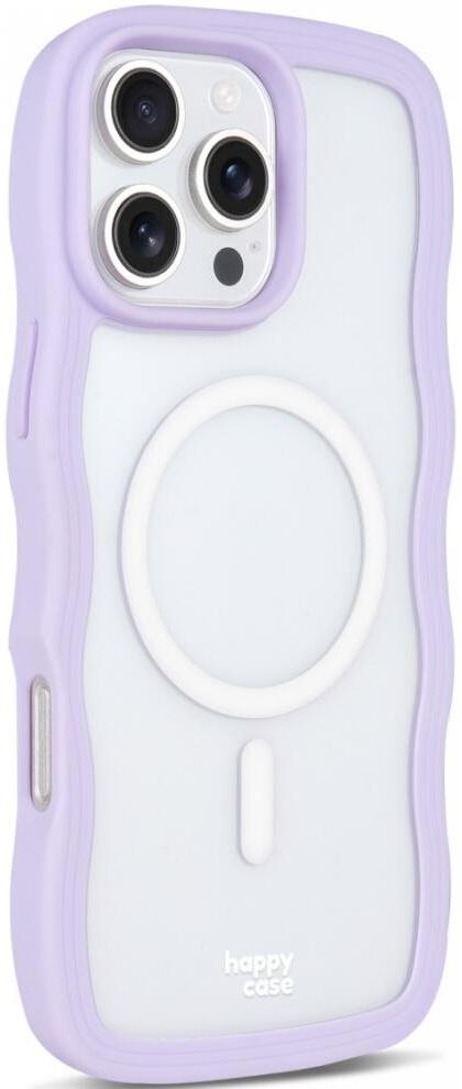 Θήκη iPhone 16 Pro Max HappyCase Wavy Διάφανη Σκληρή με MagSafe & TPU Bumper Purple