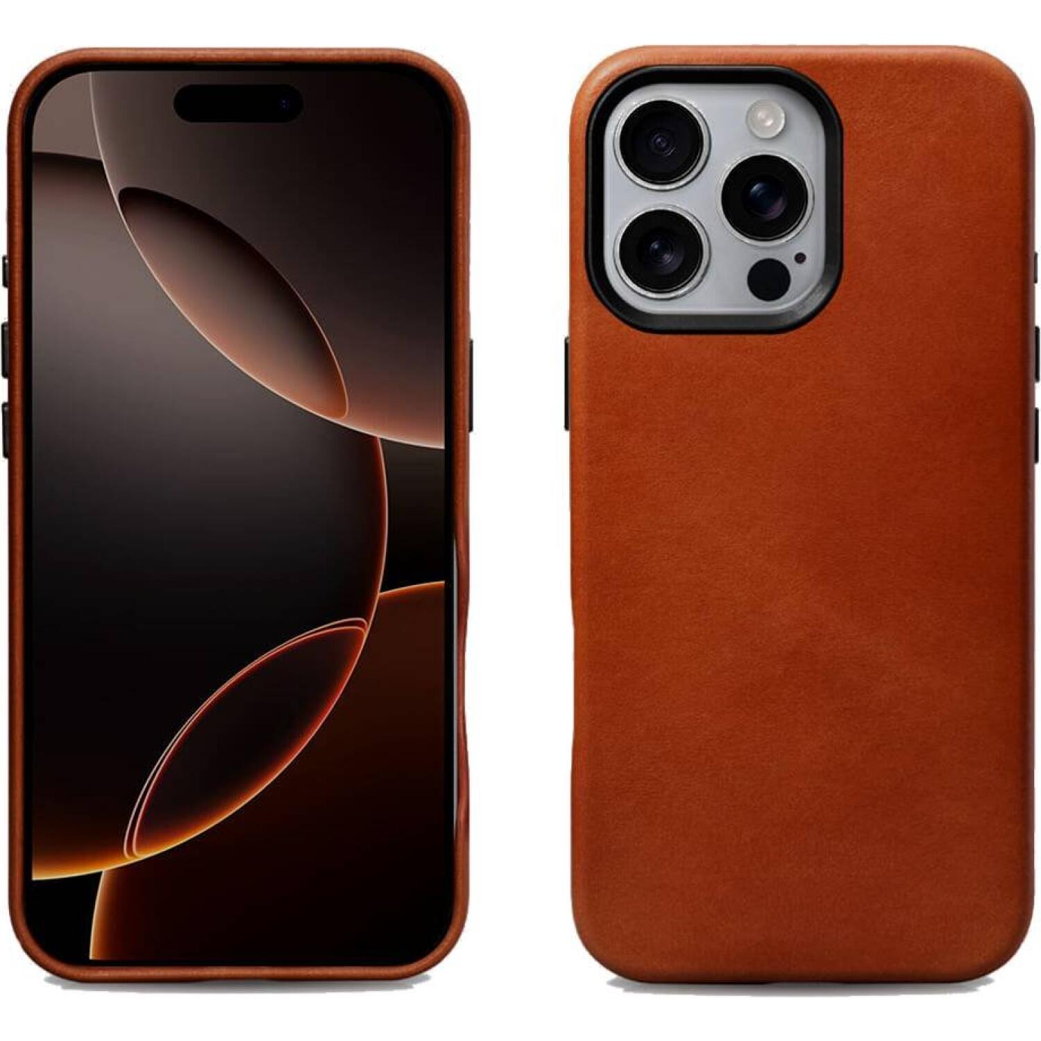 Θήκη iPhone 16 Pro Max iCarer Leather Back Case Δερμάτινη με MagSafe Retro Brown