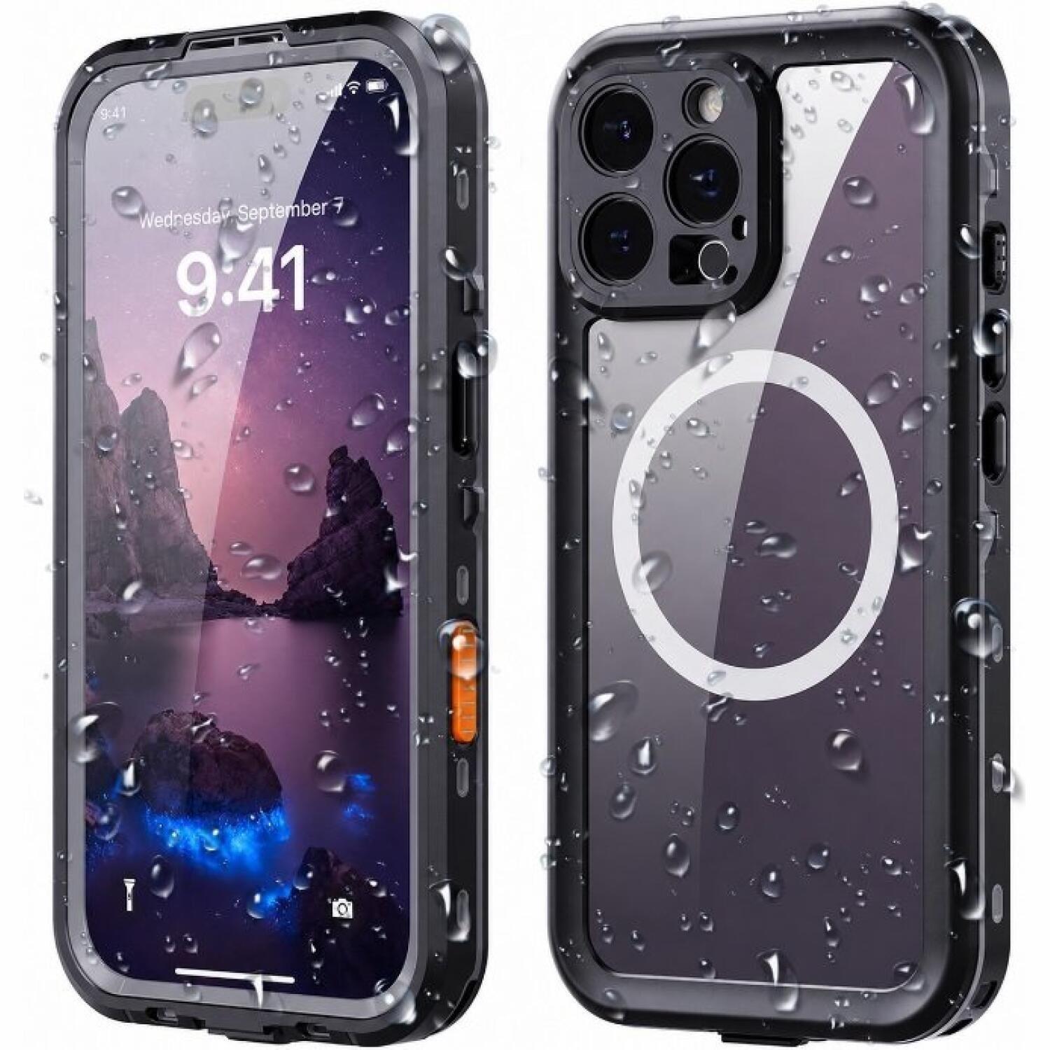 Θήκη iPhone 16 Pro Max ShellBox Αδιάβροχη Full Body 360° Διάφανη Ανθεκτική με MagSafe IP68 Black